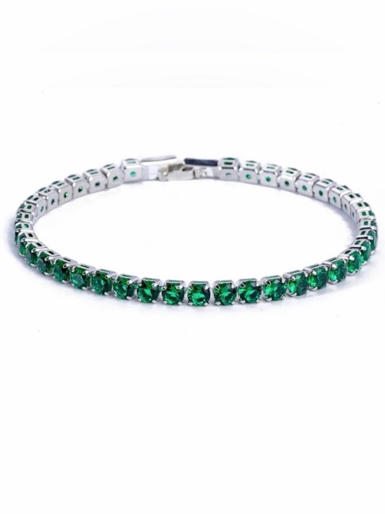 Anthropologie Jewelry - Silver and Green Tennis Bracelet